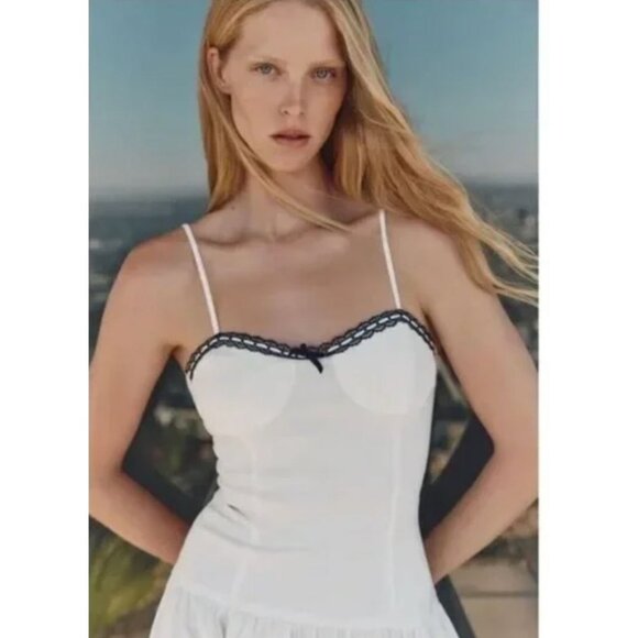 NWT ZARA White Corset Mini Dress Size Medium - Picture 2 of 11